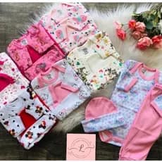 kit enxoval 12 peças de roupa para bebê menina body+calça+ acessórios enxoval maternidade menina roupa bebê