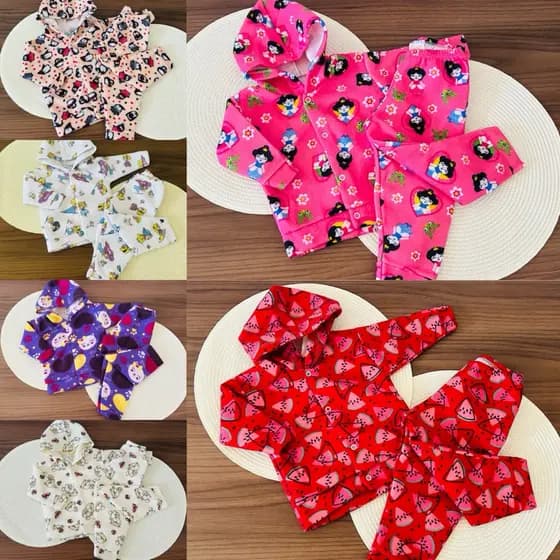 kit 4 peças de roupa soft quentinho RN ao 4 anos (2 Conjunto) roupa bebê de frio inverno
