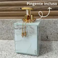 Saboneteira Liquido De Vidro Decorativo Efeito Mármore