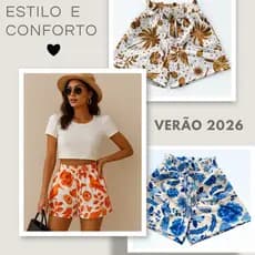 Short Feminino Estampado Moda Praia Verão Com Bolsos Tecido Leve Com Elástico na Cintura Promoção