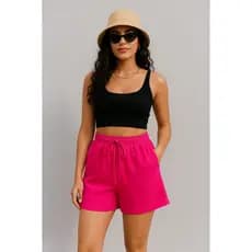 Shorts Feminino Duna Curto Leve Com Elástico Na Cintura Confortável Soltinho Verão