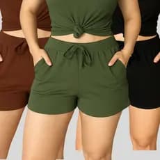 Short na Malha ] Casual Festa Curto Cosfortavel Chic Dia Dia Basico Barato Promoçao Formal Soltinho Liso Verao Outono.