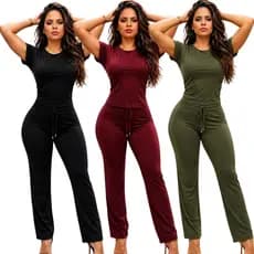 Conjunto Femenino Calça blusa Malha Suede ] Macia e Confortavel Verao Leve e Suave