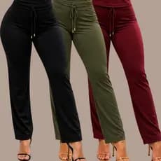 Calça Pantalona Feminina Suedi Cintura Alta com Bolso