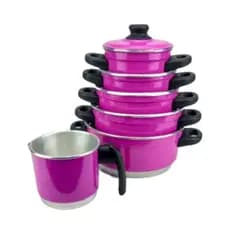 Jogo De Panela Alumínio 5 Pçs Rosa Pink + Fervedor N12