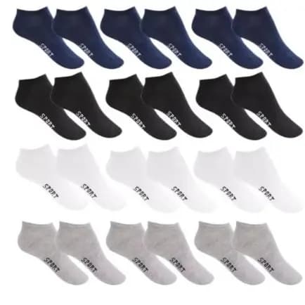 Kit 36 Pares de Meias Soquete Masculinas Cores Variadas