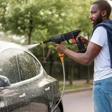 Lava Jato Portátil Recarregável Bateria 8 Peças Preta Lavadora Pressão Automotiva Jardim Alta Pressã