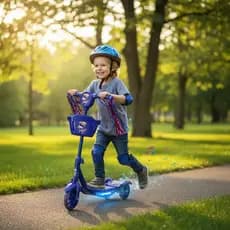 Patinete Infantil 3 Rodas Dobrável Luz Som Rosa Azul Brinquedo Equilíbrio Diversão Meninos Meninas