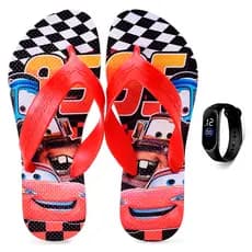 Kit Chinelo Infantil Menino Relâmpago Mcqueen + Relógio Digital
