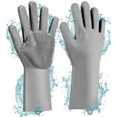 Luvas de Silicone Par Utilidade Doméstica Limpeza Lavar Louça Esponja Cozinha Prática