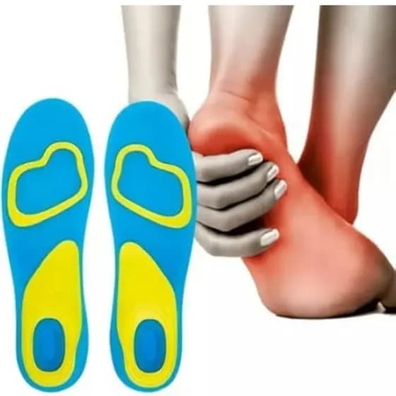 Palmilha Ortopédica Gel Activ Silicone Anti Impacto Conforto Pé Cor Azul Amarelo Tamanho 38-42