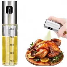 Spray Borrifador de Azeite Óleo Vinagre Frasco Culinário Pulverizador em Vidro e Aço inox