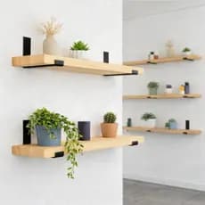 Prateleira Industrial de Madeira Pinus para Parede com Suporte Reforçado para Sala Quarto Cozinha Banheiro 40cm 60cm