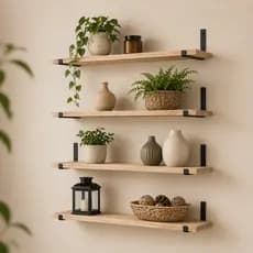 Kit com Prateleiras Pinus Industriais Decorativas Tipo Rústica 40cm ou 60cm Mão Francesa com Suporte em L