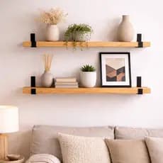 Prateleira Pinus com Suporte Reforçado de Parede para Quarto Sala de Madeira Decorativa Rústica 40