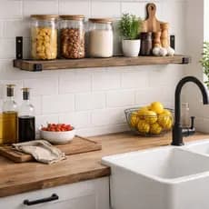 Prateleira Pinus com Suporte em L Reforçada de Cozinha Banheiro de Parede para Organização 40cm 60cm