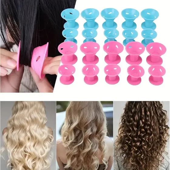 10 Pçs Borracha Macia Silicone Sem Calor Modelador De Cabelo Torção Rolos Clipes Cachos DIY Ferramentas De Estilo Para M