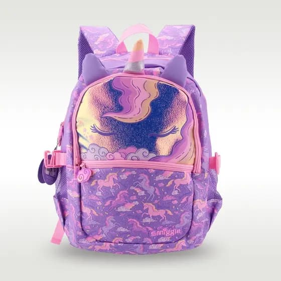 Mochila Escolar Infantil Meninas Roxo Branco Nuvem Unicórnio 8-12 Anos De Idade 16 Polegadas Bolsas Infantis