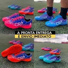 Chuteira Society CR7 Resistente para Grama Sintética com Sola Colada e Costurada - Envio Imediato!