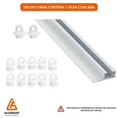 Trilho Suíço simples com aba para fixação branco - cortina onda perfeita - vários tamanhos  - deslizante