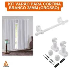 Varão de Cortina 28mm (grosso) Vários Tamanhos -  BRANCO Alumínio (completo)