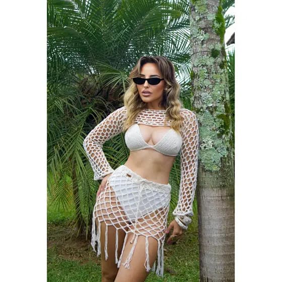 KIT SAÍDA DE PRAIA SAIA E BOLERO MODA BLOGUEIRA