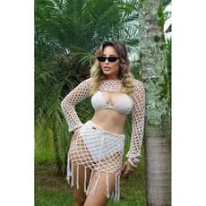 KIT SAÍDA DE PRAIA SAIA E BOLERO MODA BLOGUEIRA