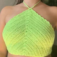 Cropped Top Em Crochê Triângulo Moda Verão Carnaval