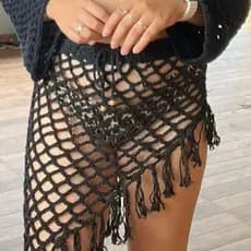 Saia Em Crochê Artesanal Saída de Praia Com Franja