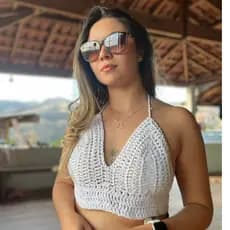 Top Decote em V Crochê Moda Verão