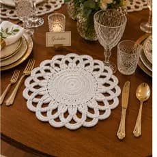 JOGO AMERICANO REDONDO DE CROCHÊ KIT 4 PEÇAS MESA POSTA SOUSPLAT PORTA PRATO ARTESANAL DECORAÇÃO OCEANA ATELIÊ