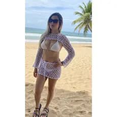 Conjunto Moda Praia Artesanal Em Crochê Luxo Moda Verão 2026