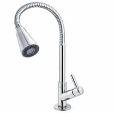 Torneira Cozinha Gourmet Tubo Flexível 2 Jatos Cone Cromado Parede Pia Bancada