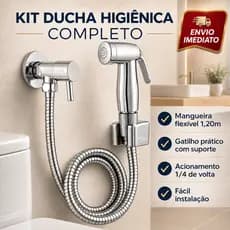 Ducha Higiênica Chuveirinho de Banheiro 1.20mts Gatilho Prático 1/4 de Volta