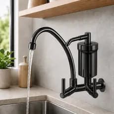 TORNEIRA COM FILTRO COZINHA PRETO GOURMET TUBO MÓVEL ÁGUA FILTRADA
