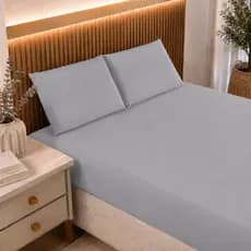 Jogo Lençol 200 Fios Percal Premium 100% Algodão 3 Peças Roupa de Cama Box com Elástico e Fronhas