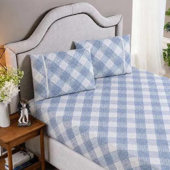 Lençol Cama Box Estampado 400 Fios com Ponto Palito Jogo Fronhas Elástico 3 Peças Revenda Hotel