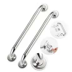 2x Alça 60cm Para Banheiro Barra De Apoio Idoso Aço Inox Prateado