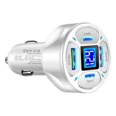 Adaptador De Carro 12v Carregador Celular Turbo + 4 Entradas USB C USB A Smartphone Tablet
