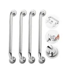 4x Alça 60cm Para Banheiro Barra De Apoio Idoso Aço Inox Prateado