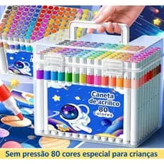 Kit Canetas Acrílicas Profissionais 24/36/48/60/80 Cores Vibrantes Permanentes à Prova d'Água