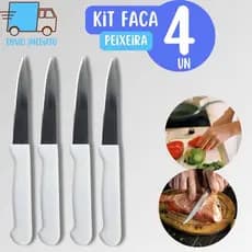 4 Faca Peixeira 3,5 Polegadas Cabo Branco para Legumes Cortes Pequenos em Geral