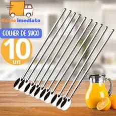 Kit 3 Colher Bailarina Para Suco Cabo Grande Drink Caipirinha Barman Bar Restaurante Aço Inox 30,2cm