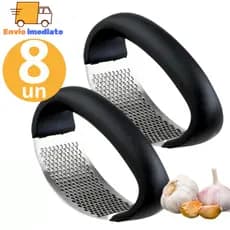 Kit 8 Amassador de Alho Triturador Espremedor em Inox Manual Utensílio Cozinha Casa Restaurante