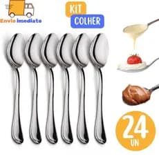 Kit C/24 Colher De Mesa 18cm  Aço Inoxidável Cozinha Restaurante Buffet Faqueiro