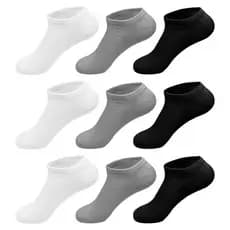 Meias Soquete Unissex, Kit 12 Pares, Cano Curto, Tamanho 37-44, 40-46 Branco/Cinza/Preto