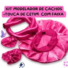 Kit Modelagem de Cachos de Cetim Com Touca com Faixa + Modelador de Cachos + 2 Scrunchies