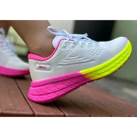 Tênis Corrida Feminino Branco Pink Neon Verde Lima Actvitta 4841400