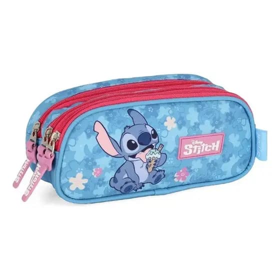 Estojo Escolar Stitch 3 Compartimentos Luxcel