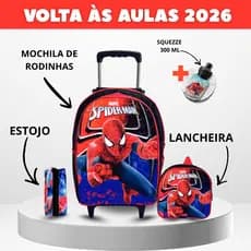Kit Mochila Lancheira Infantil de Rodinhas Homem Aranha